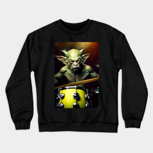 Funny Gollum playing in a heavy metal band graphic design artwork Crewneck Sweatshirt